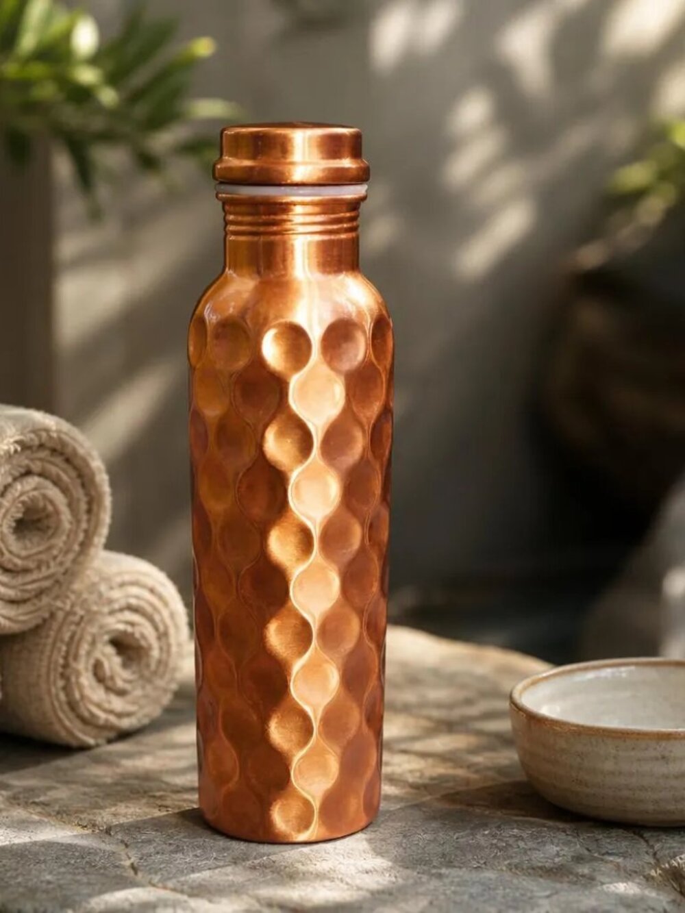 Pure Ayurvedic 100% Diamond Copper Water Bottle